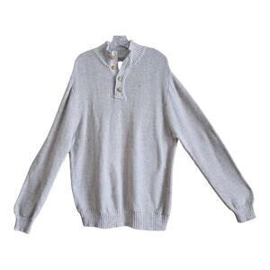 LUCKY BRAND Men's XXL Sweater 1/4 Buttons Beige Long Sleeve Thermal Knit 48"